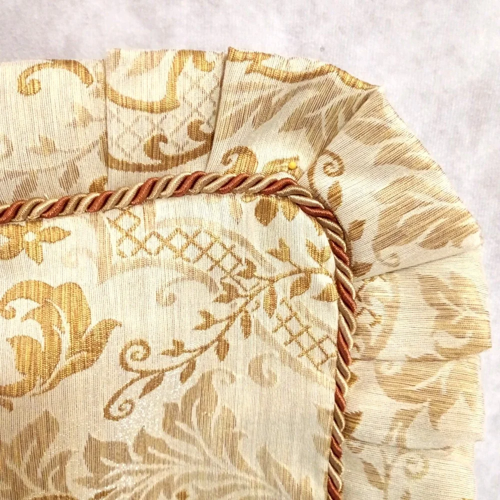 Croscill Excelsior Gold Paisley Scroll (2) Standard Pillow Shams Cording Ruffle